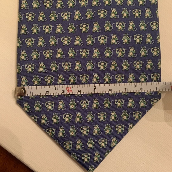 SOLD Salvatore Ferragamo Men’s Silk Tie Blue Mo… - Picture 11 of 12